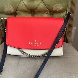 Kate Spade Vibrant Red, Navy and Classic White Crossbody Bag